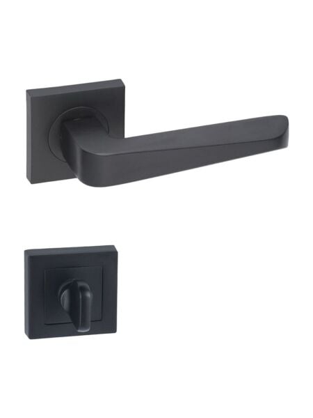 ARPAT ROSA SİYAH İTALYAN KARE ROZETLİ ALÜMİNYUM WC KAPI KOLU TAKIM