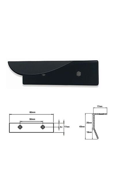 Serçe Düğme Kulp Mat Siyah