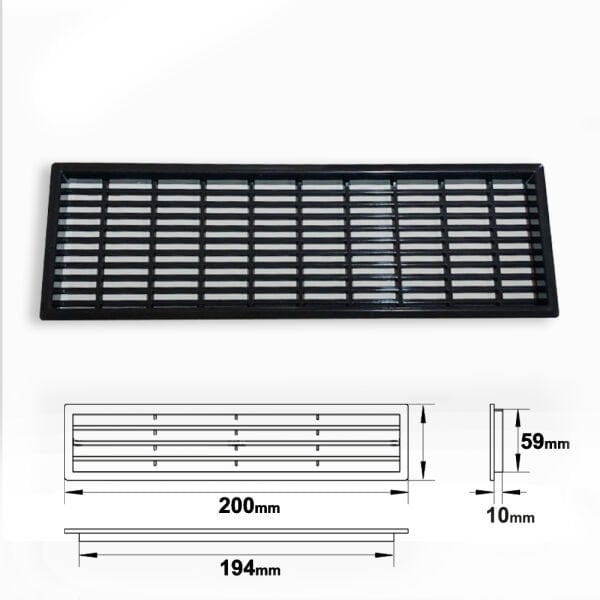 PLASTİK MENFEZ DİKDÖRTGEN SİYAH