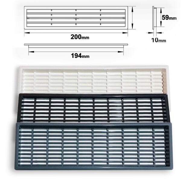 PLASTİK MENFEZ DİKDÖRTGEN SİYAH