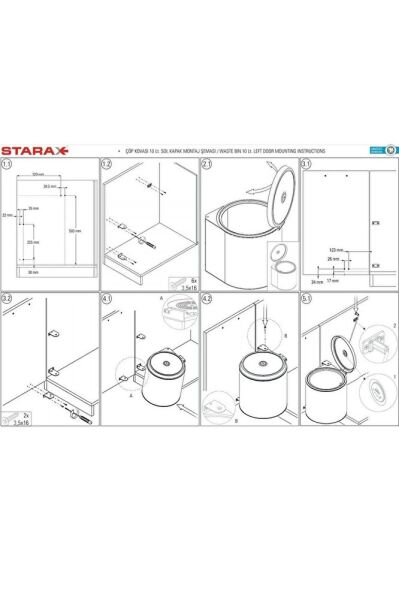 Kopya - Paslanmaz Krom Çelik 10 Litre Dolap Içi Çöp Kovası S 2251 Ss