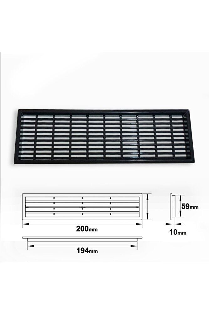 PLASTİK MENFEZ DİKDÖRTGEN SİYAH