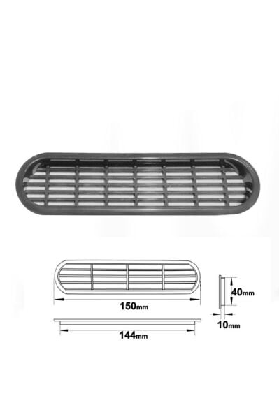 PLASTİK MENFEZ OVAL GRİ