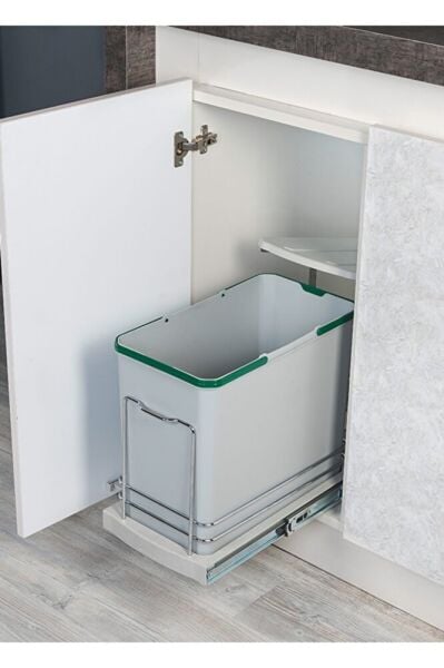 2571 Gri Teleskopik Raylı Plastik Gövde Çöp Kovası 24 Lt. S-2571