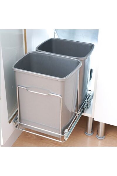Teleskopik Raylı Plastik Gövde Çöp Kovası 32 Lt.