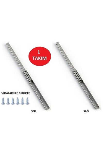 YENİLER 17 MM 45 CM İNCE BİLYALI ÇEKMECE RAYI