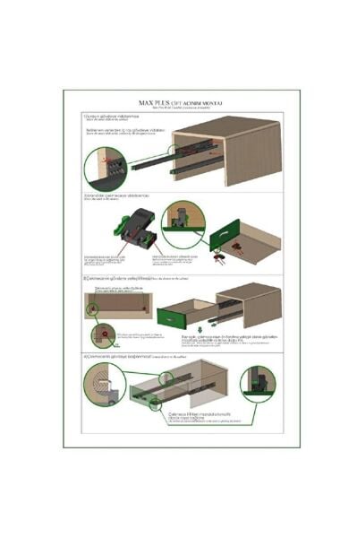 Maxplus 40 Cm Çift Açılım Çekmece Rayı