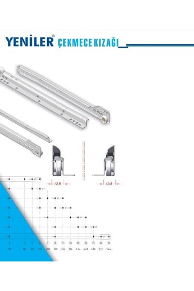 YENİLER 60 CM BEYAZ KLASİK ÇEKMECE RAYI