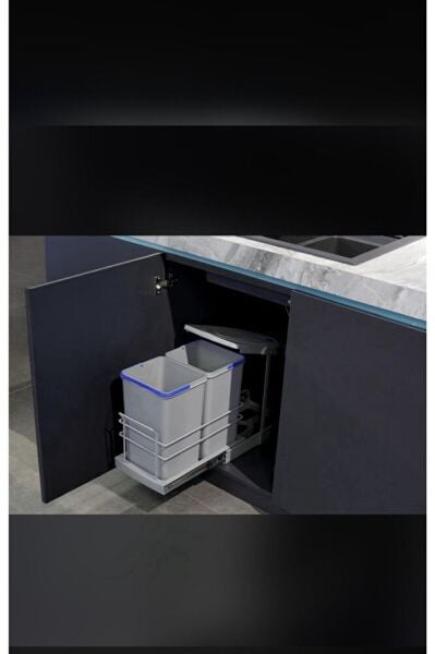 P9152 12 12 Lt. Gri Teleskopik Raylı Çöp Kovası