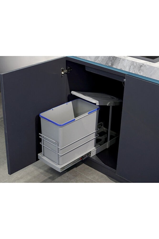 P9156 TELESKOPİK RAYLI ÇÖP KOVASI 24LT GRİ