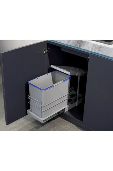 P9156 TELESKOPİK RAYLI ÇÖP KOVASI 24LT GRİ