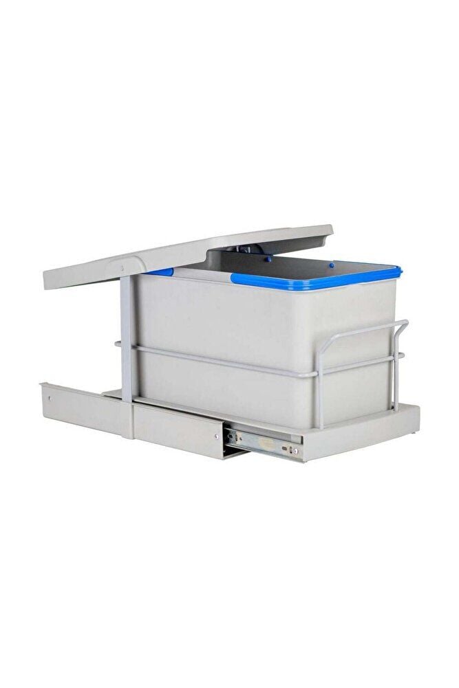 P9158 Teleskopik Raylı Kısa Çöp Kovası 16 Litre Gri