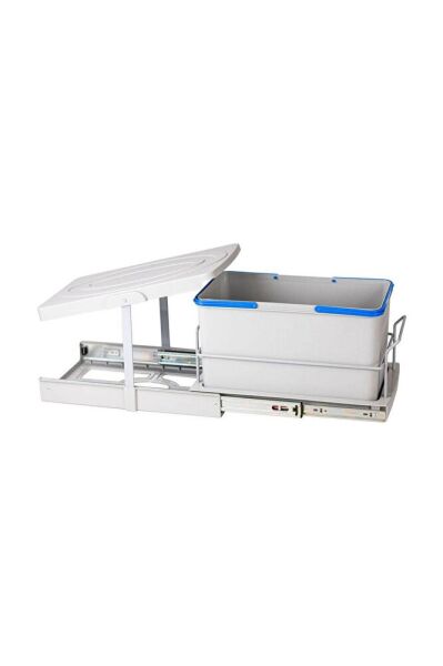 P9158 Teleskopik Raylı Kısa Çöp Kovası 16 Litre Gri