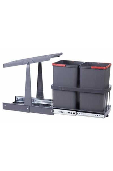 P9153 12 12 Lt. Antrasit Teleskopik Raylı Çöp Kovası