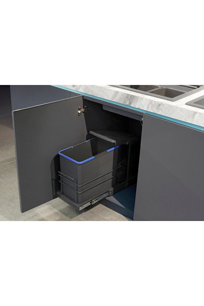 P9157 TELESKOPİK RAYLI ÇÖP KOVASI 24LT ANTRASİT