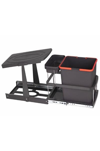 P9155 16 1 Lt. Antrasit Teleskopik Raylı Çöp Kovası