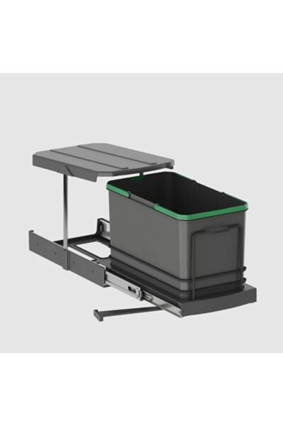 Teleskopik Raylı Plastik Gövde Çöp Kovası Antrasit 16 Lt S-2573-a