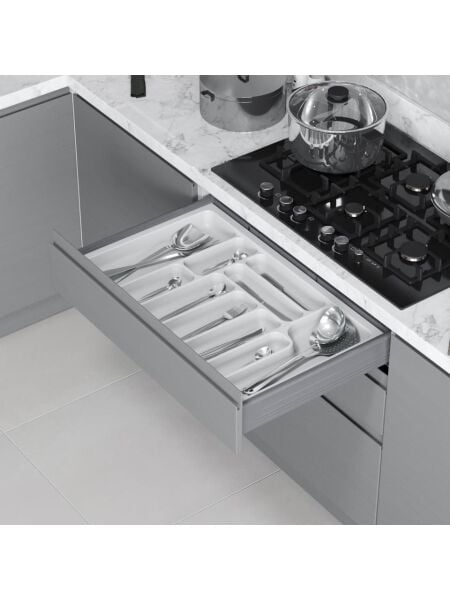 S-2289-W ÇEKMECE İÇİ ANTİBAKTERİYEL KAŞIKLIK 80LİK MODÜL Beyaz EN:74-68 D:49-41CM ARASI KESİLİR