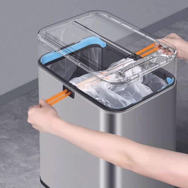 20 Litre Akıllı Sensörlü Çöp Kovası Otomatik Kapaklı Paslanmaz Çelik Çöp Kutusu