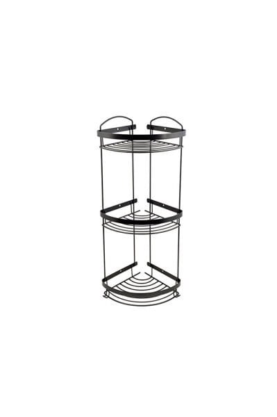 Lüx Siyah Üçlü Köşe Rafı 20x20 Paslanmaz Çelik -