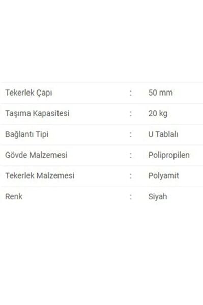 4 Adet Plastik 18mm U Tablalı Geçme Mobilya Tekerleği 406 Mps