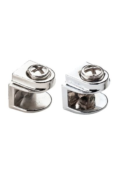 Metal Cam Raf Tutucu Düz Nikel (5 Adet )