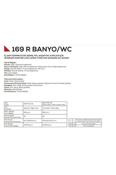 169 R Wc Kilidi 35mm Kare Sarı