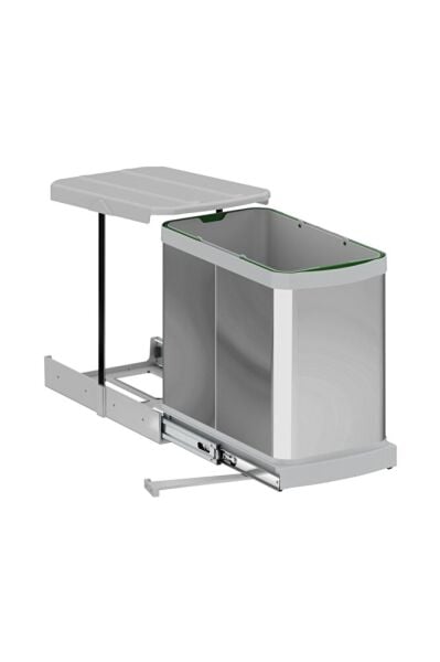 S-2572-G T.KOPİK RAYLI PASLANMAZ ÇÖP KOVASI 24 LT.