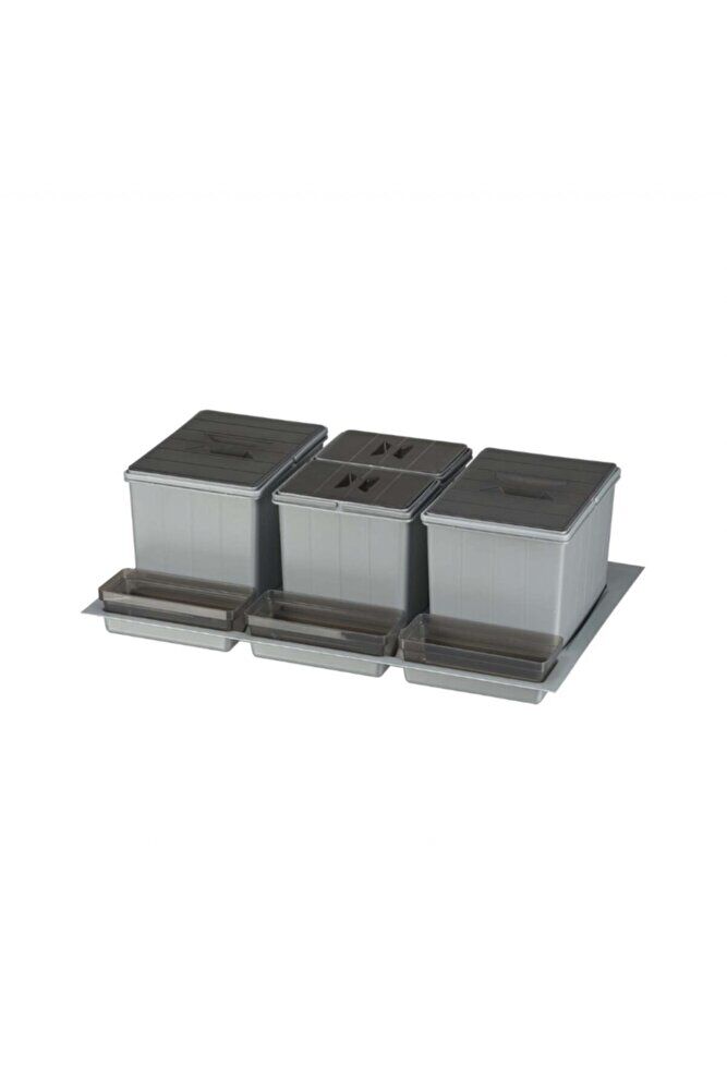 81170 Çekmece Içi Çöp Kovası Manuel Gri 80lik Modül 47lt