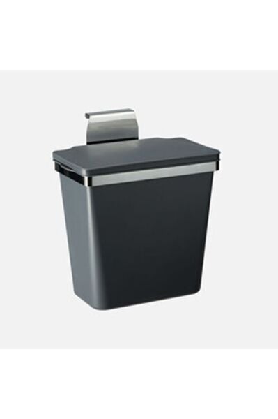 Metal Askılı Plastik Çöp Kovası Antrasit 11Lt