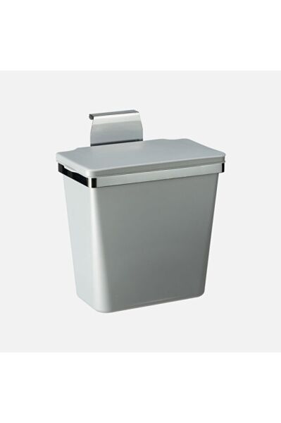 Metal Askılı Plastik Çöp Kovası Metal Gri 11Lt