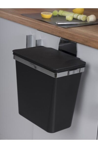Metal Askılı Mutfak Çöp Kovası-siyah 11 Lt