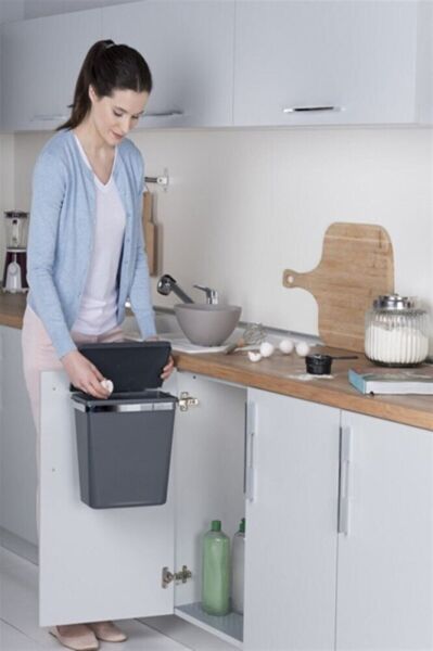 Metal Askılı Mutfak Çöp Kovası-siyah 11 Lt