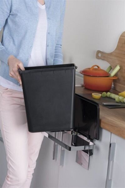 Metal Askılı Mutfak Çöp Kovası-siyah 11 Lt