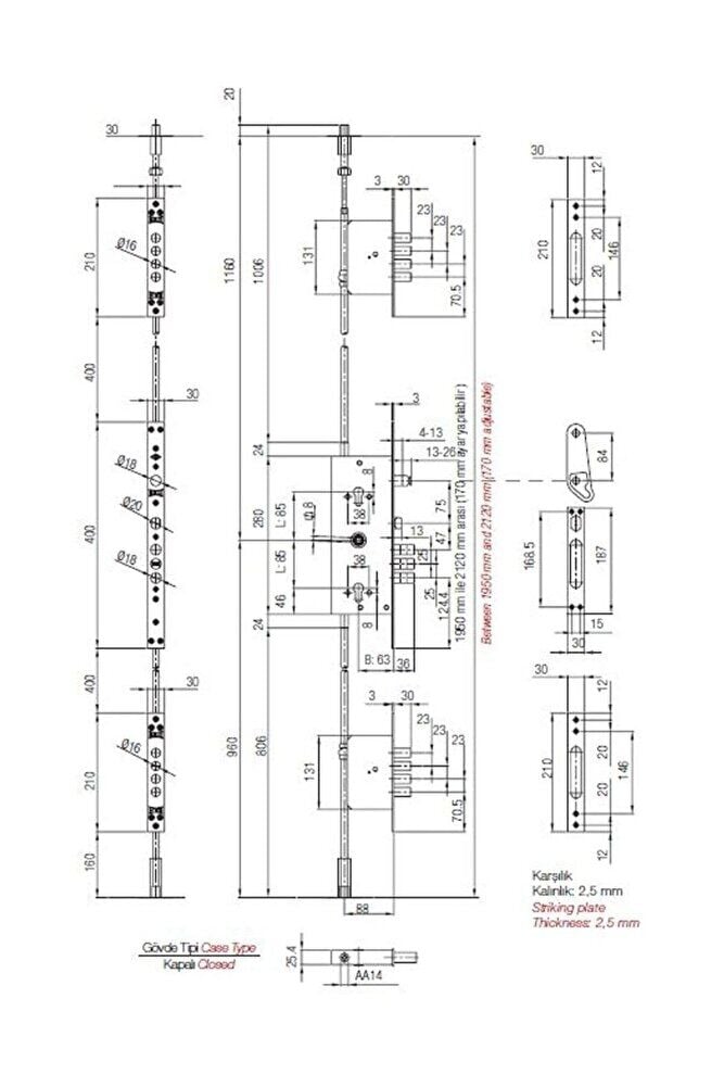256G MULTİSİSTEM ÇELİK KAPI KİLİT SATEN 256G0000003