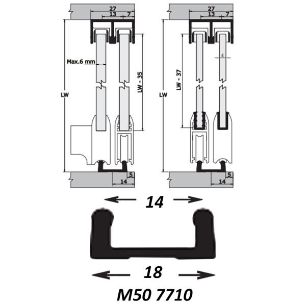 ALB-M50 7710 410X3 ALUMİNYUM ALT RAY 3 MT