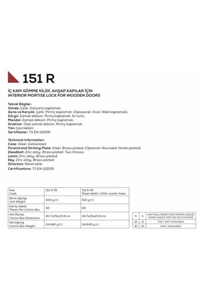 Kale 151-r Oda Kapısı Kilidi 35 Mm Oval Ayna