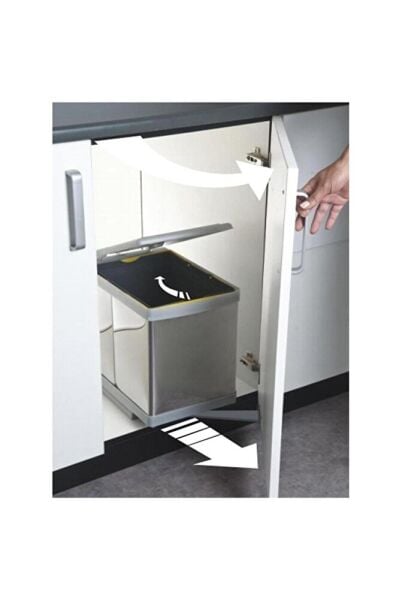 Raylı Çöp Kovası Otomatik 12 Lt Metalik Gri