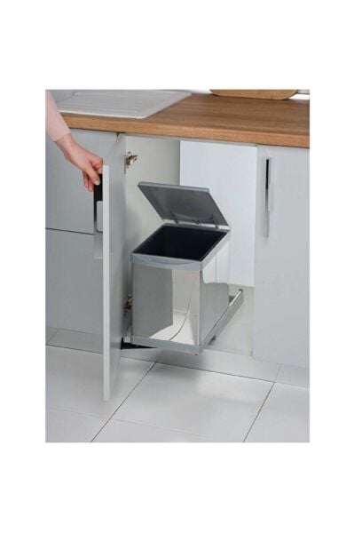 RAYLI ÇÖP KOVASI OTOMATİK 12 LT METALİK GRİ