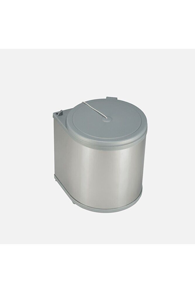 Silindirik 11 Lt Paslanmaz Gri İpli Kapaklı Çöp Kutusu