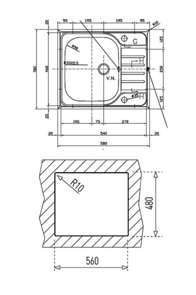 CLASSİC 1B ½ D 580.500 PASLANMAZ ÇELİK SAĞ EVYE